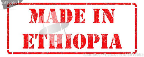 Image of Made in Ethiopia - inscription on Red Rubber Stamp.