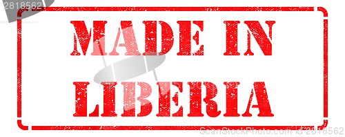 Image of Made in Liberia - inscription on Red Rubber Stamp.