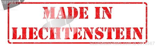 Image of Made in Liechtenstein - inscription on Red Rubber Stamp.