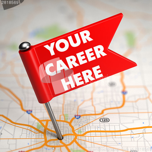 Image of Your Career Here - Small Flag on a Map Background.