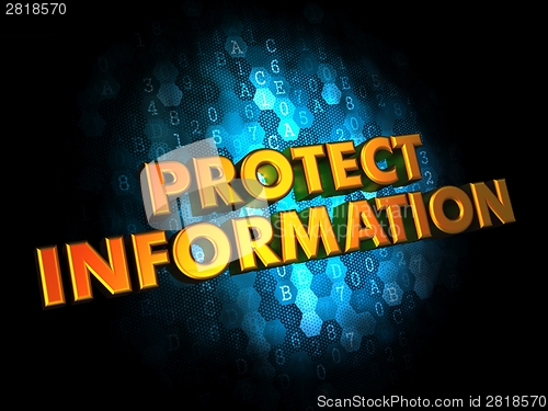 Image of Protect Information - Gold 3D Words.