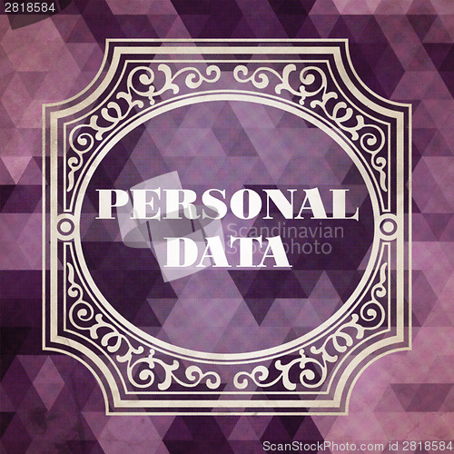 Image of Personal Data Concept. Purple Vintage design.