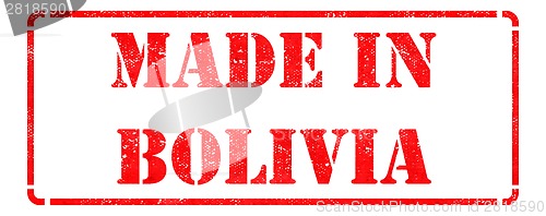 Image of Made in Bolivia - inscription on Red Rubber Stamp.