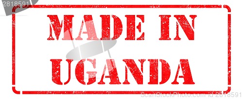 Image of Made in Uganda - inscription on Red Rubber Stamp.