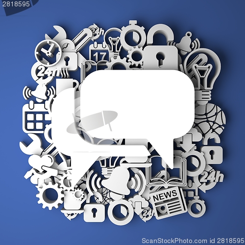 Image of Speech Bubble Icon on Handmade Paper Decoration.
