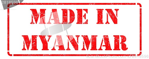 Image of Made in Myanmar - inscription on Red Rubber Stamp.