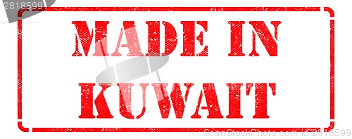 Image of Made in Kuwait - inscription on Red Rubber Stamp.