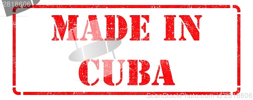 Image of Made in Cuba - inscription on Red Rubber Stamp.