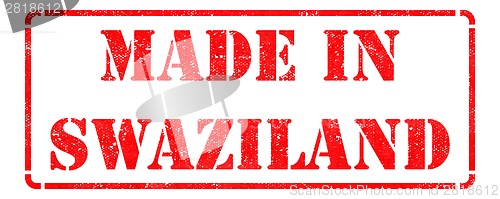 Image of Made in Swaziland - inscription on Red Rubber Stamp.