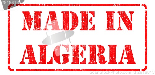 Image of Made in Algeria - inscription on Red Rubber Stamp.