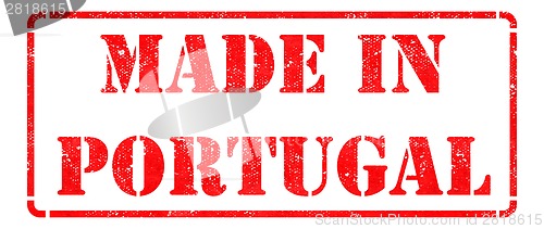 Image of Made in  Portugal- inscription on Red Rubber Stamp.