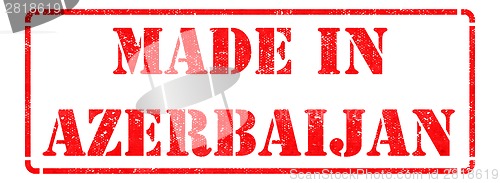 Image of Made in Azerbaijan - inscription on Red Rubber Stamp.