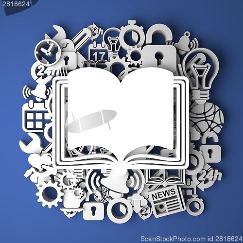 Image of Open Book  Icon on Handmade Paper Decoration.