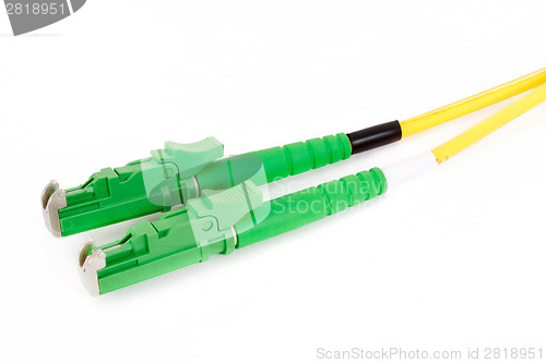 Image of green fiber optic E2000 connector