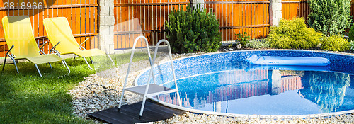 Image of panorama of small home swimming pool