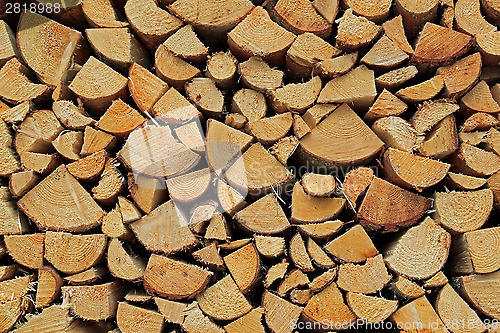 Image of Background of Chopped and Stacked Firewood