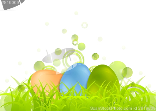 Image of Easter egg background with green grass