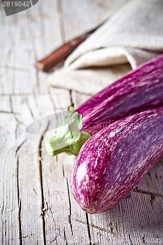 Image of two fresh eggplants 