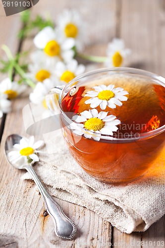 Image of cup of tea with chamomile flowers