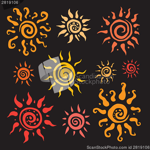 Image of Sun set.  Vector hand drawn illustration.