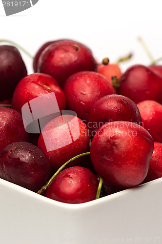 Image of Bowl of Cherries on white background