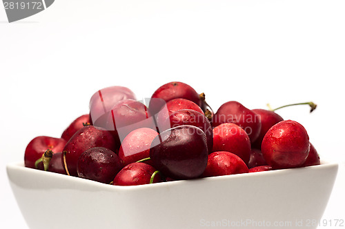 Image of Bowl of Cherries on white background