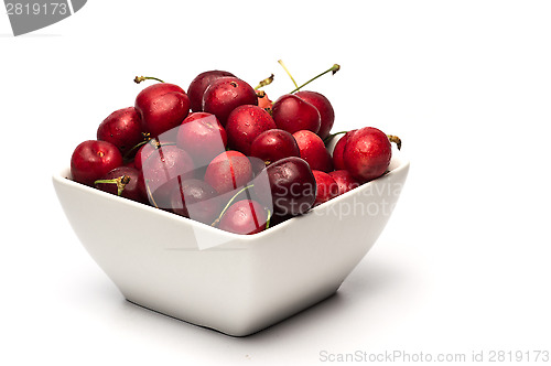 Image of Bowl of Cherries on white background