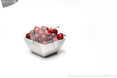 Image of Bowl of Cherries on white background