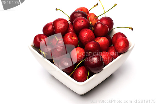 Image of Bowl of Cherries on white background