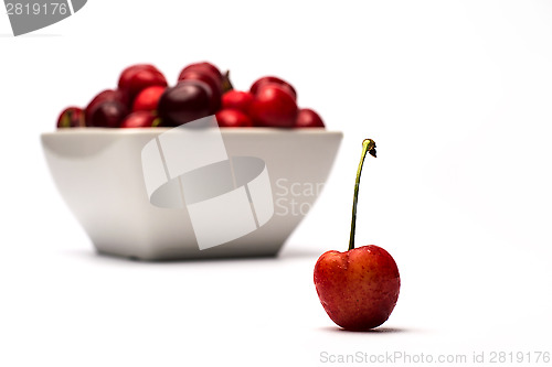 Image of Bowl of Cherries on white background