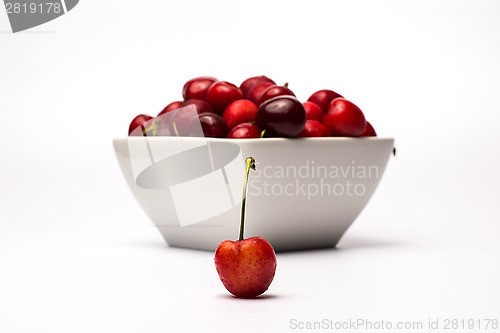 Image of Bowl of Cherries on white background