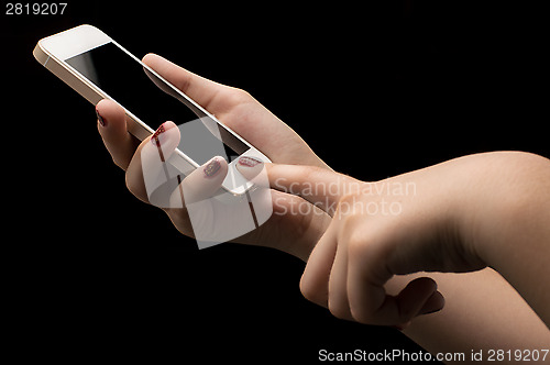 Image of Girl hand with smartphone