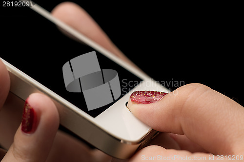 Image of Girl hand with smartphone