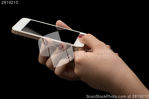 Image of Girl hand with smartphone