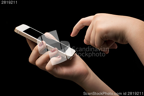 Image of Girl hand with smartphone