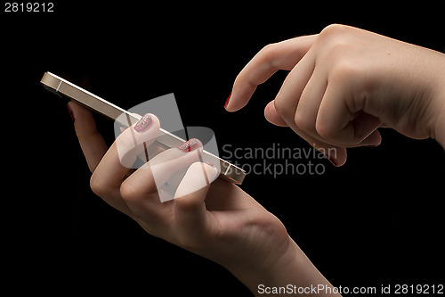 Image of Girl hand with smartphone