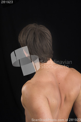 Image of close up of a young man back