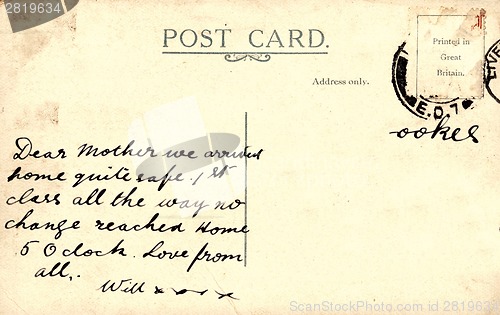 Image of Backside of postcard