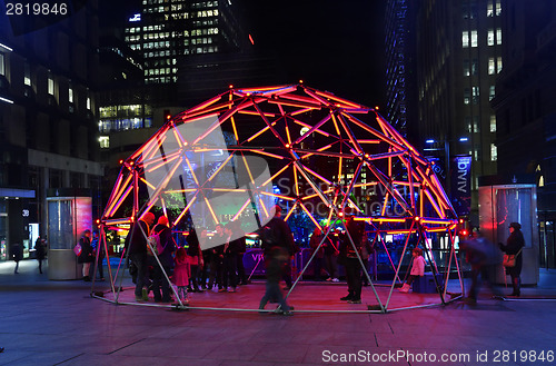 Image of Geo Glow Dome in Martin Place Sydney during Vivid festival