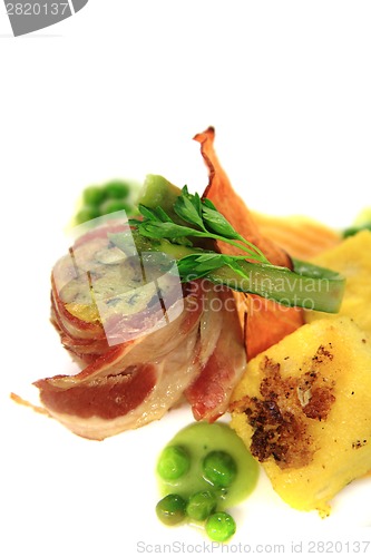 Image of bacon roll with spring vegetable 