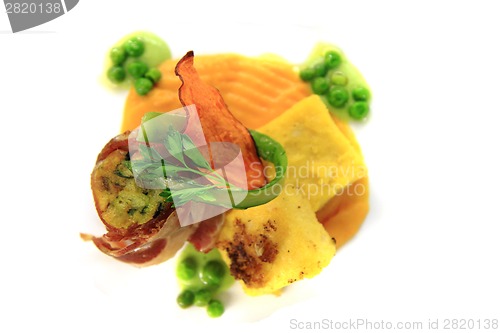 Image of bacon roll with spring vegetable 
