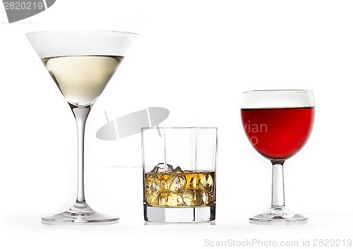 Image of three glasses of various drinks