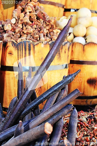 Image of Spices and herbs on market