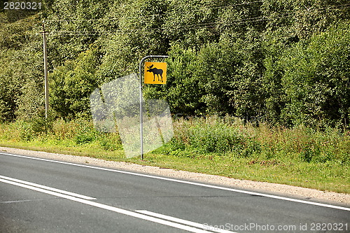 Image of Road sign attention elk