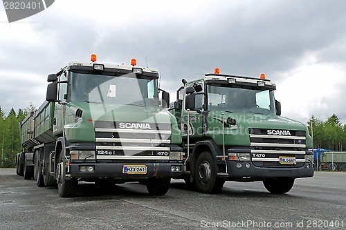 Image of Two Scania 124G 470 Gravel Trucks with Conventional Cab