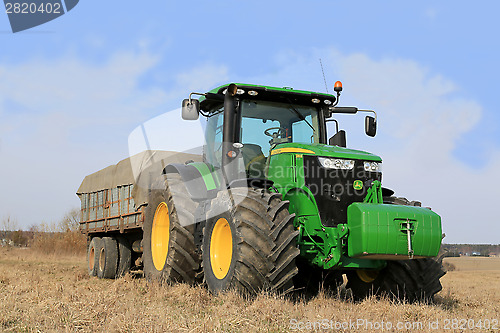 Image of John Deere 7280R Tractor and Agricultural Trailer