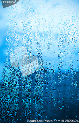 Image of Natural water drops on glass