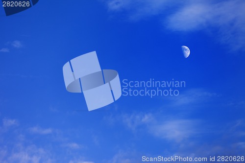 Image of Evening blue sky with moon