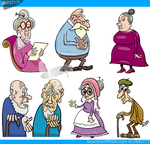 Image of seniors people set cartoon illustration