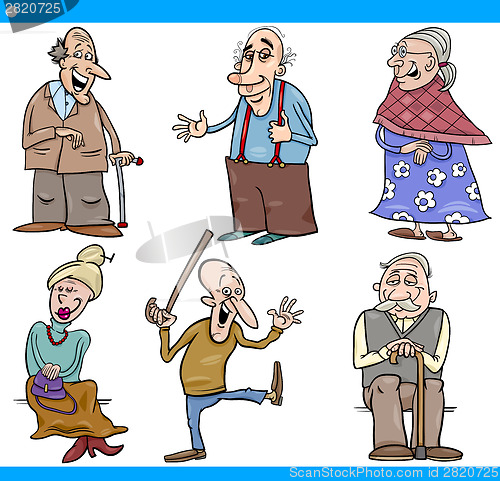 Image of seniors people set cartoon illustration